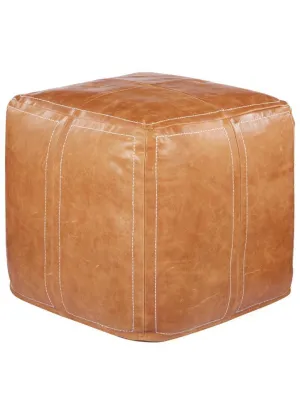 Copy of Leather Ottoman with Linen Stitching