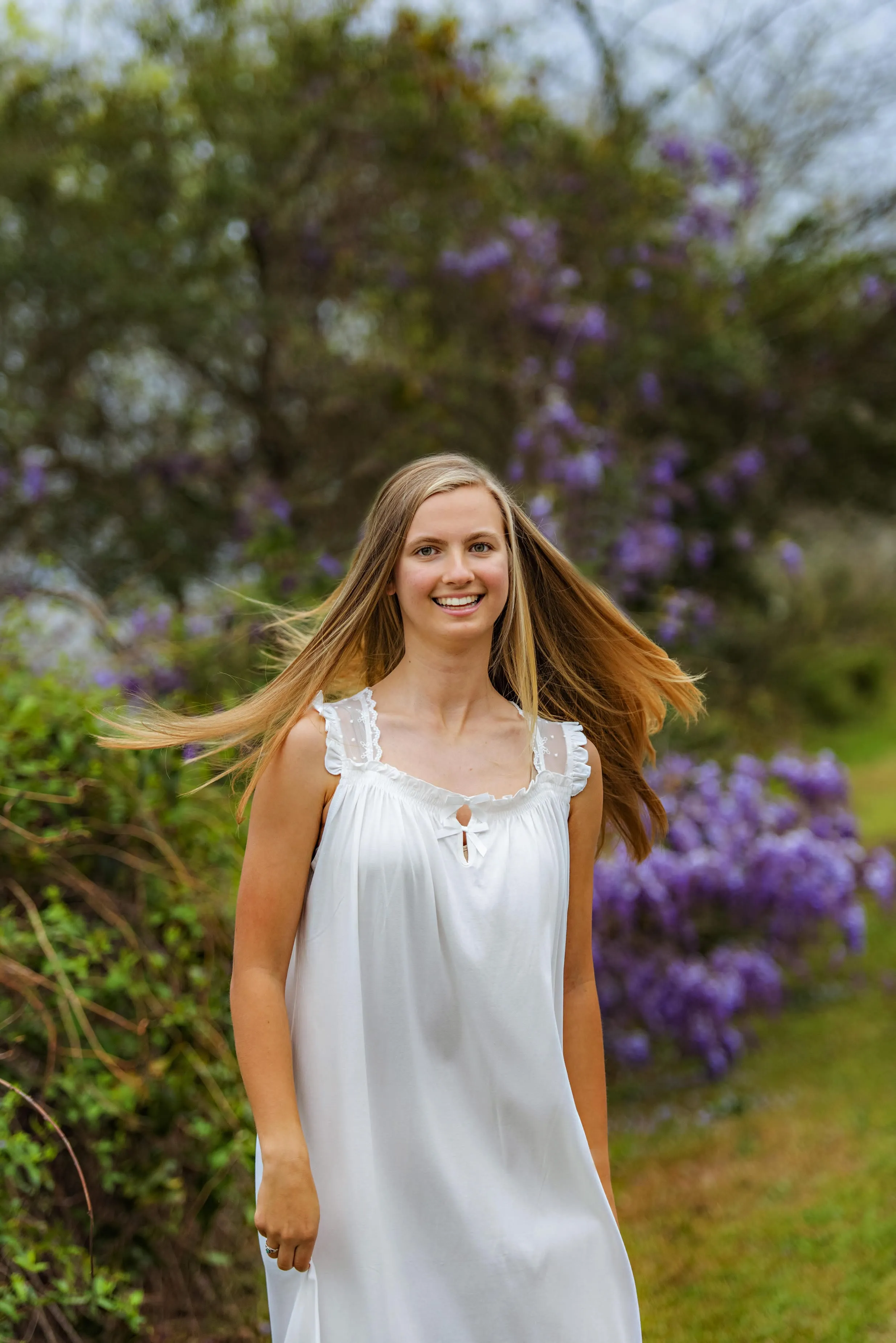 Cotton Knit Nightgown with Lace Accents