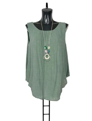 Cotton Top Solid Color w/Necklace