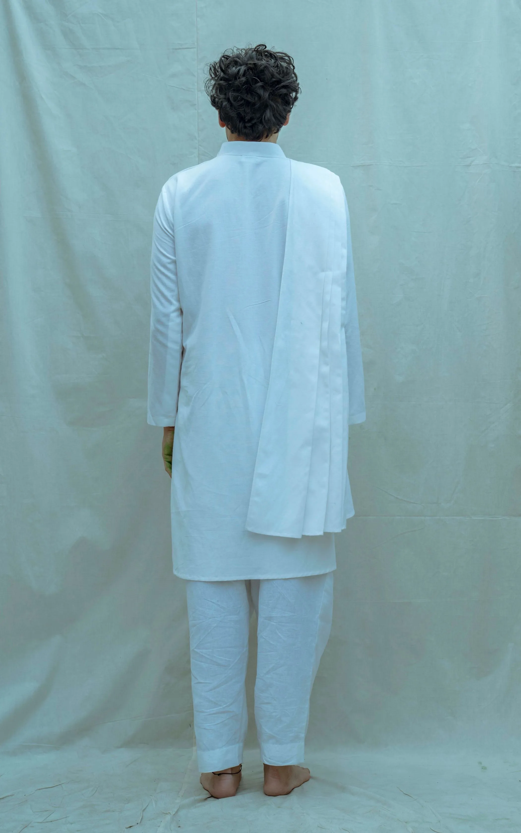 Cotton X Linen Back Pleated Kurta Set