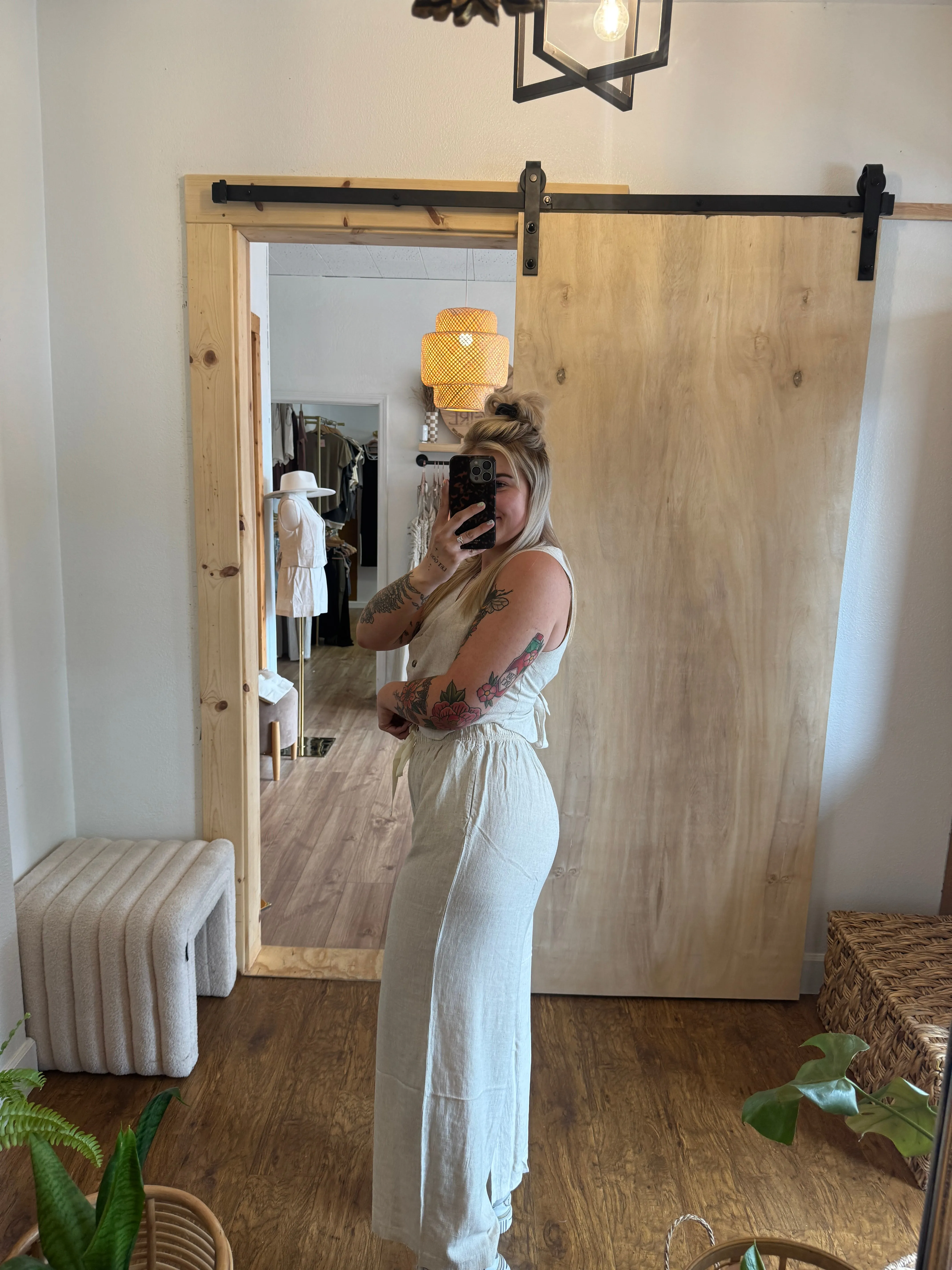 Cream Linen Pants