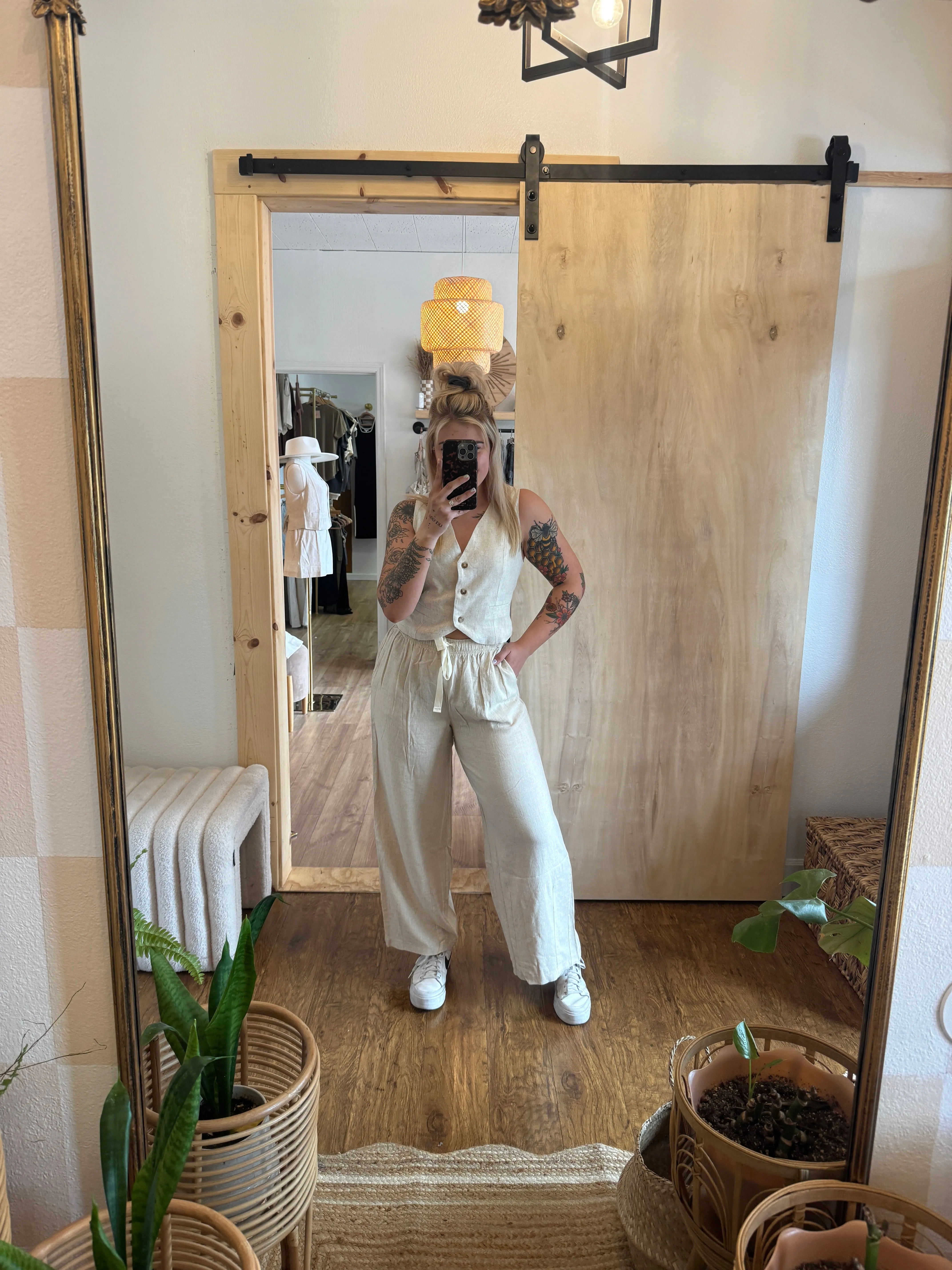 Cream Linen Pants