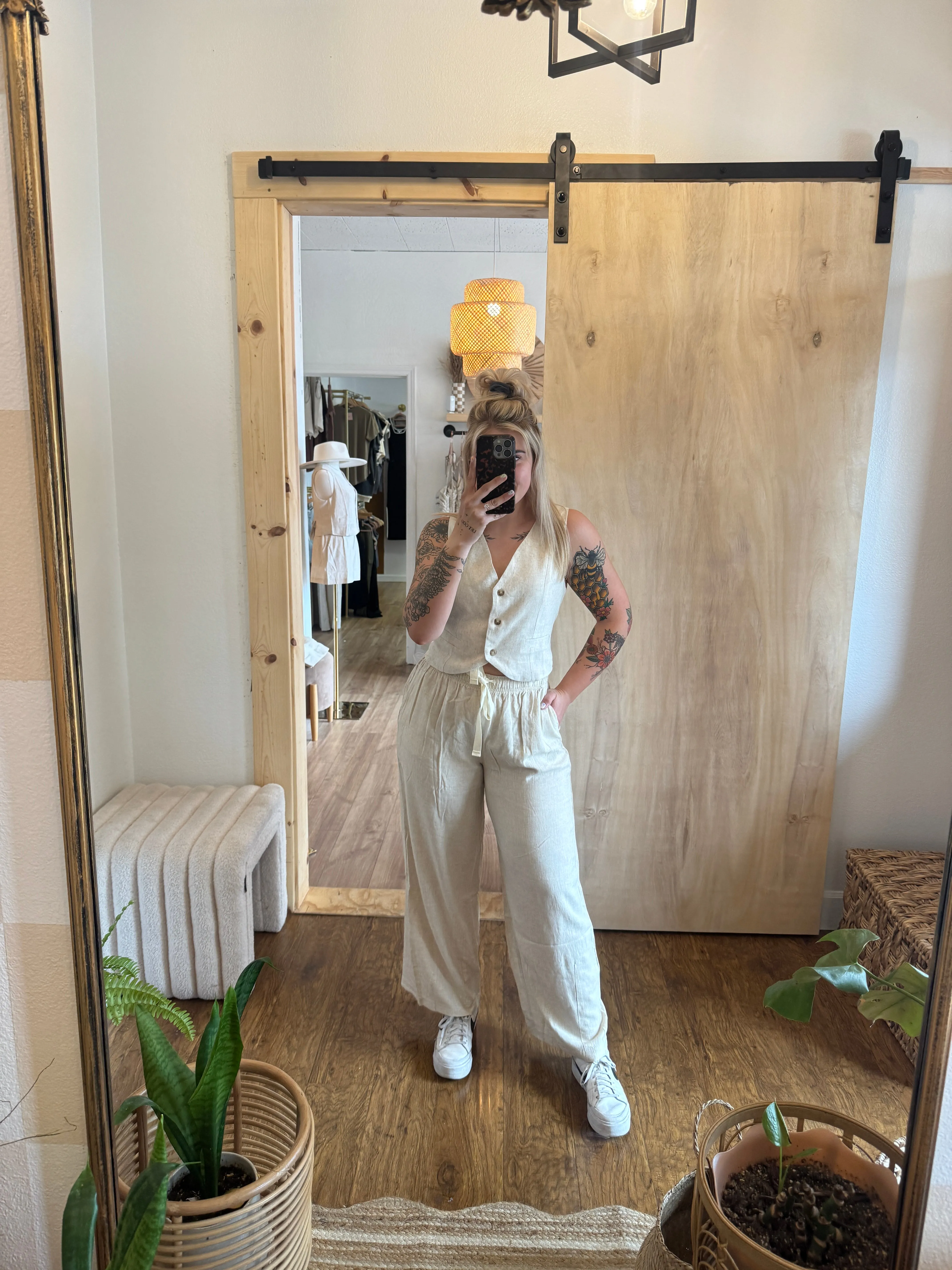 Cream Linen Pants