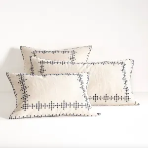 Cross-Stitch Linen Navy Sham