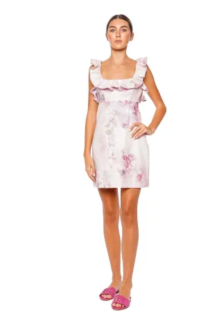 Crush Pink Floral Frill Mini Dress