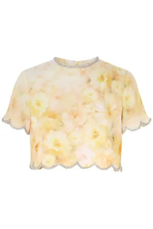 Crush Scalloped Top | Yellow Floral