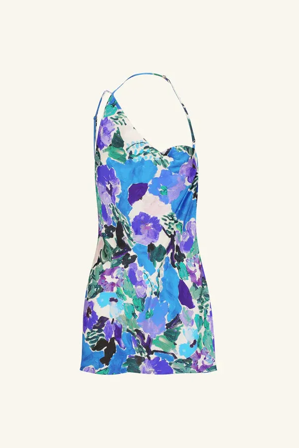 Curlewis One Shoulder Cowl Mini Dress - Ocean Blue