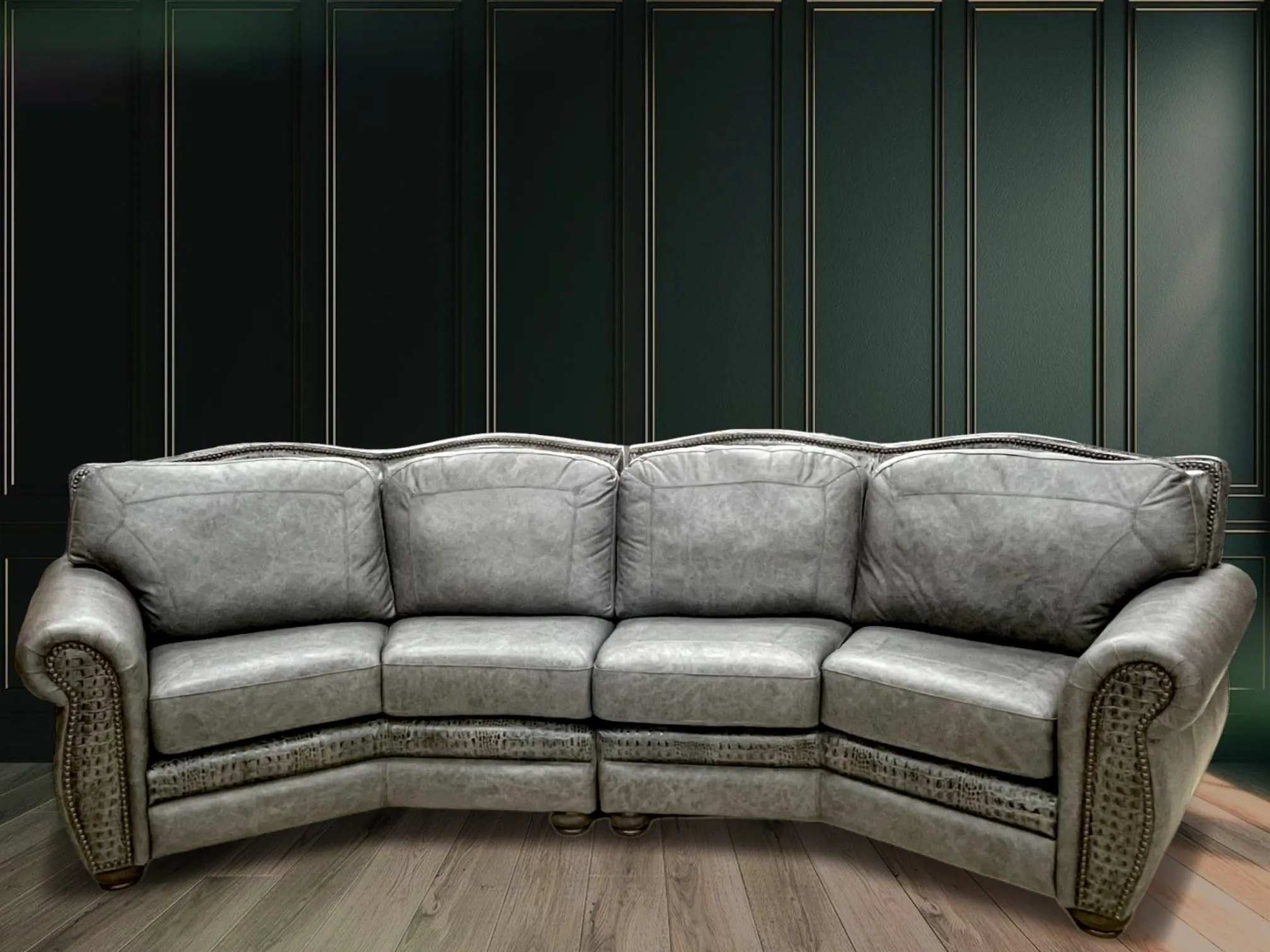 Custom Curved Four Seater El Dorado Sofa in Fargo Grey