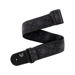 D'Addario 50TB01 50mm Woven Guitar Strap, Monterey Tubular Black