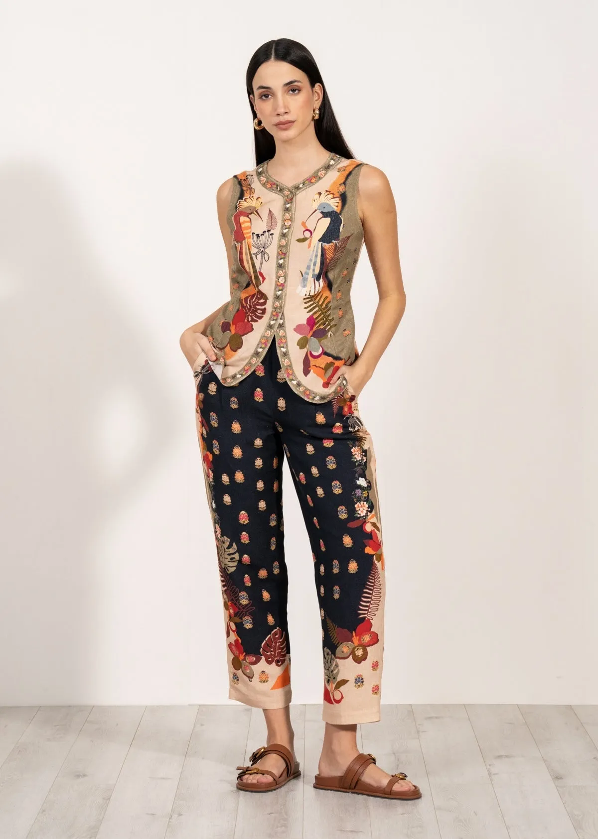 Daphne sleeveless waist coat and pants
