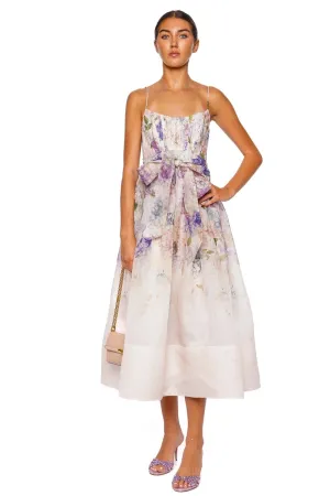 Dawning Hydrangea Corset Midi Dress