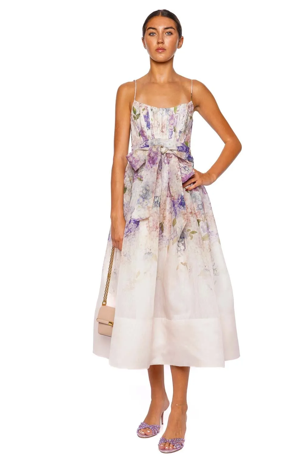 Dawning Hydrangea Corset Midi Dress