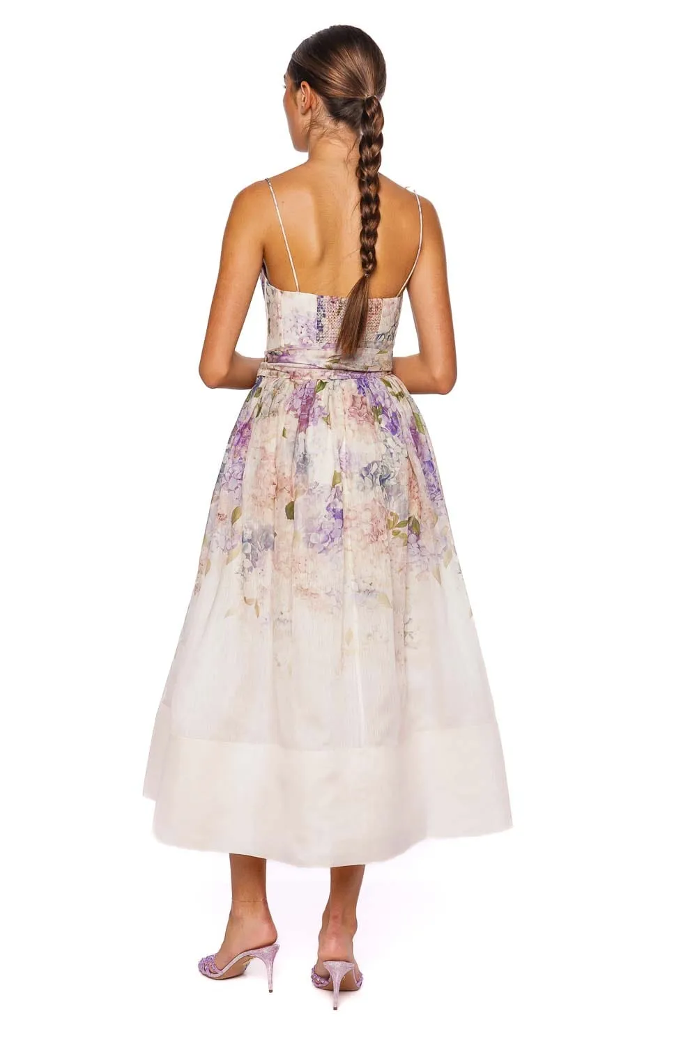 Dawning Hydrangea Corset Midi Dress