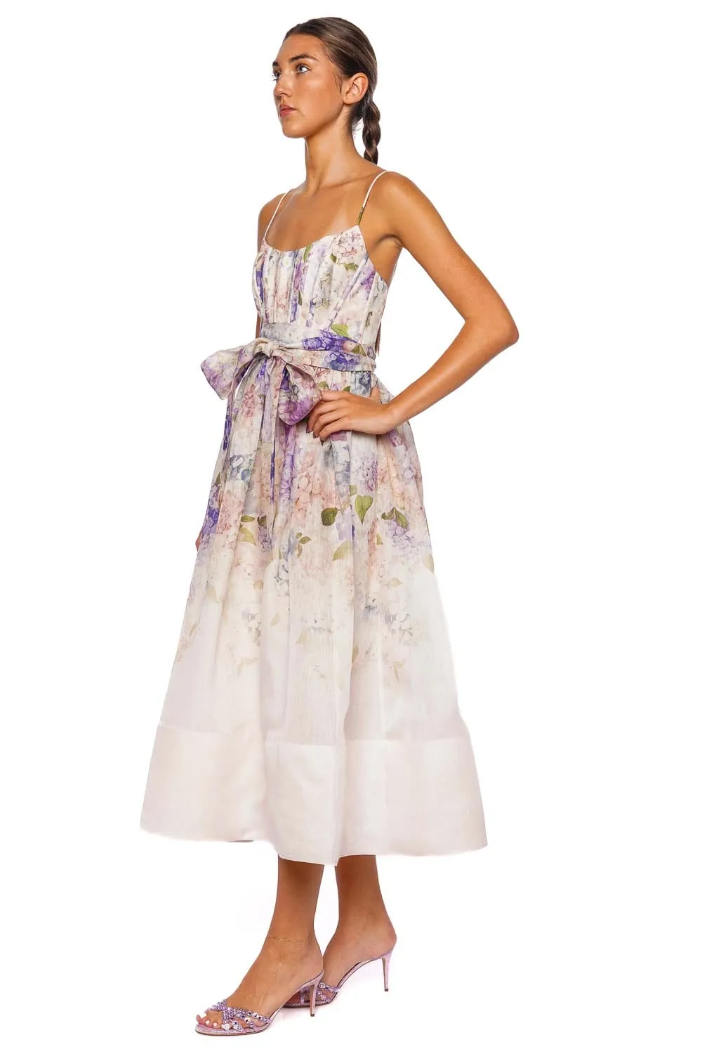 Dawning Hydrangea Corset Midi Dress