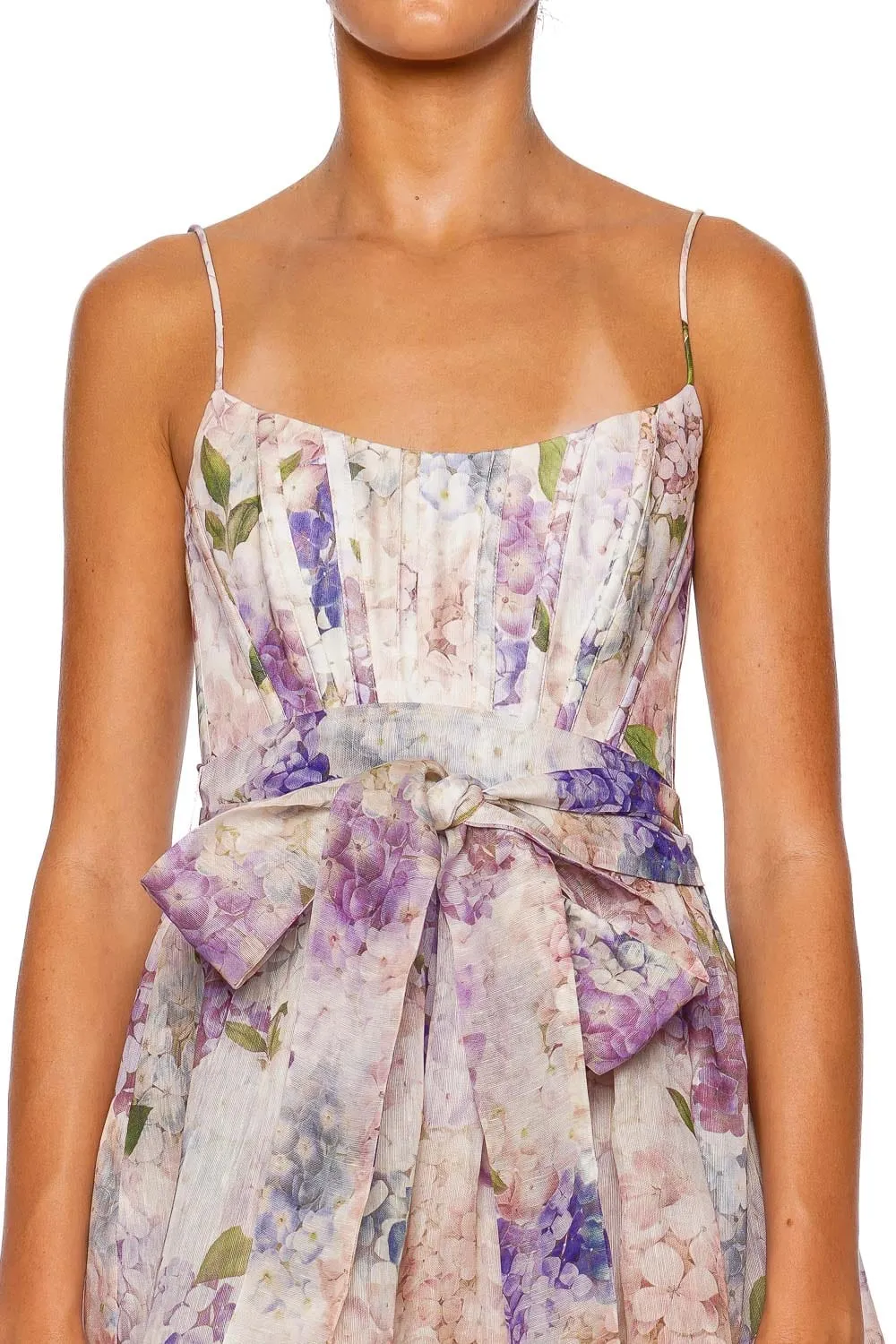 Dawning Hydrangea Corset Midi Dress