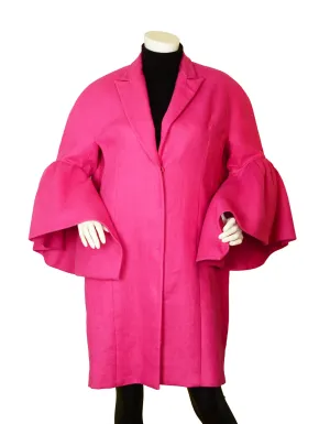 Delpozo Fuschia Fluted Linen Bell Sleeve Coat FR38