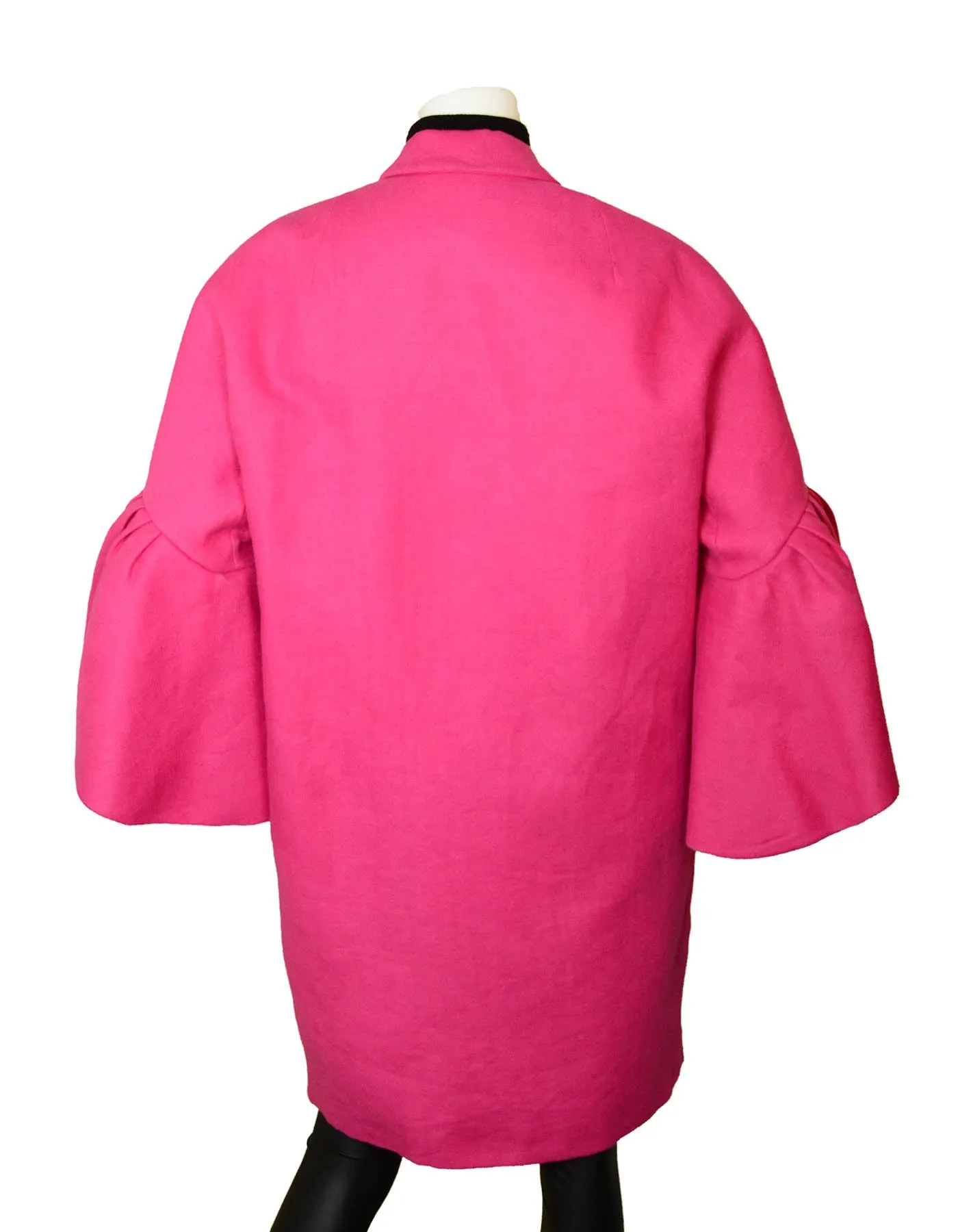 Delpozo Fuschia Fluted Linen Bell Sleeve Coat FR38