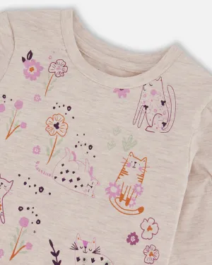 Deux Par Deux Cat Print Tee