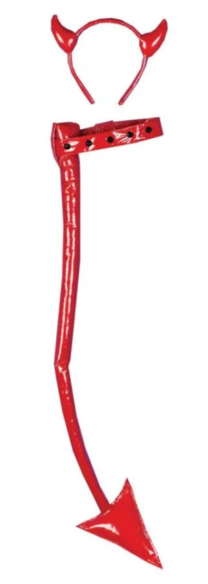 Devil Set Red Leather Like  Costume Accessories