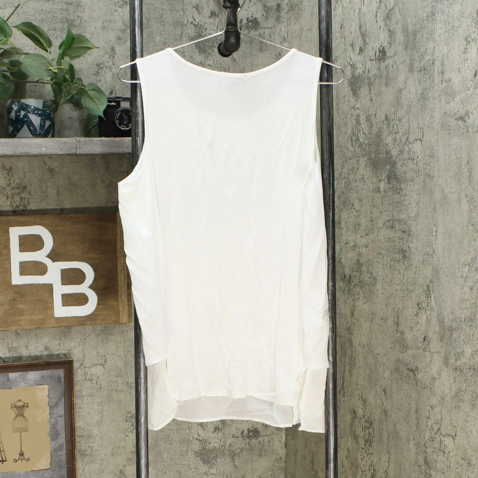 DG2 by Diane Gilman Women's Embroidered Easy Tank Top Ivory XL