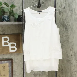 DG2 by Diane Gilman Women's Embroidered Easy Tank Top Ivory XL