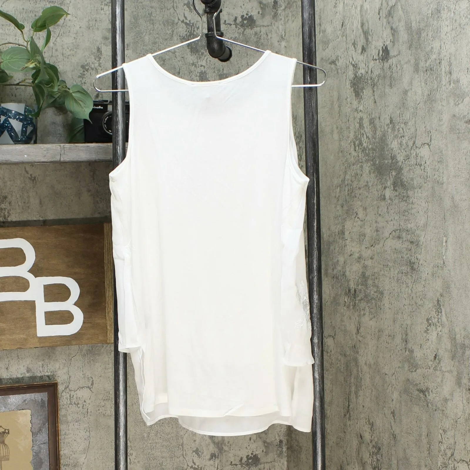 DG2 by Diane Gilman Women's Embroidered Mixed Media Easy Tank Top