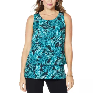 DG2 by Diane Gilman Women's Printed Mixed Media Easy Tank Top