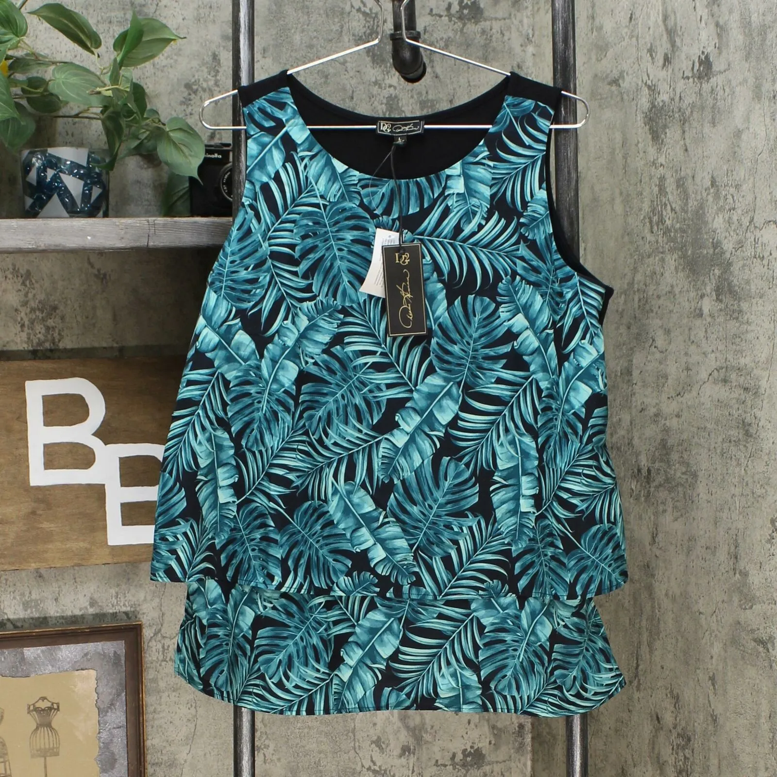 DG2 by Diane Gilman Women's Printed Mixed Media Easy Tank Top