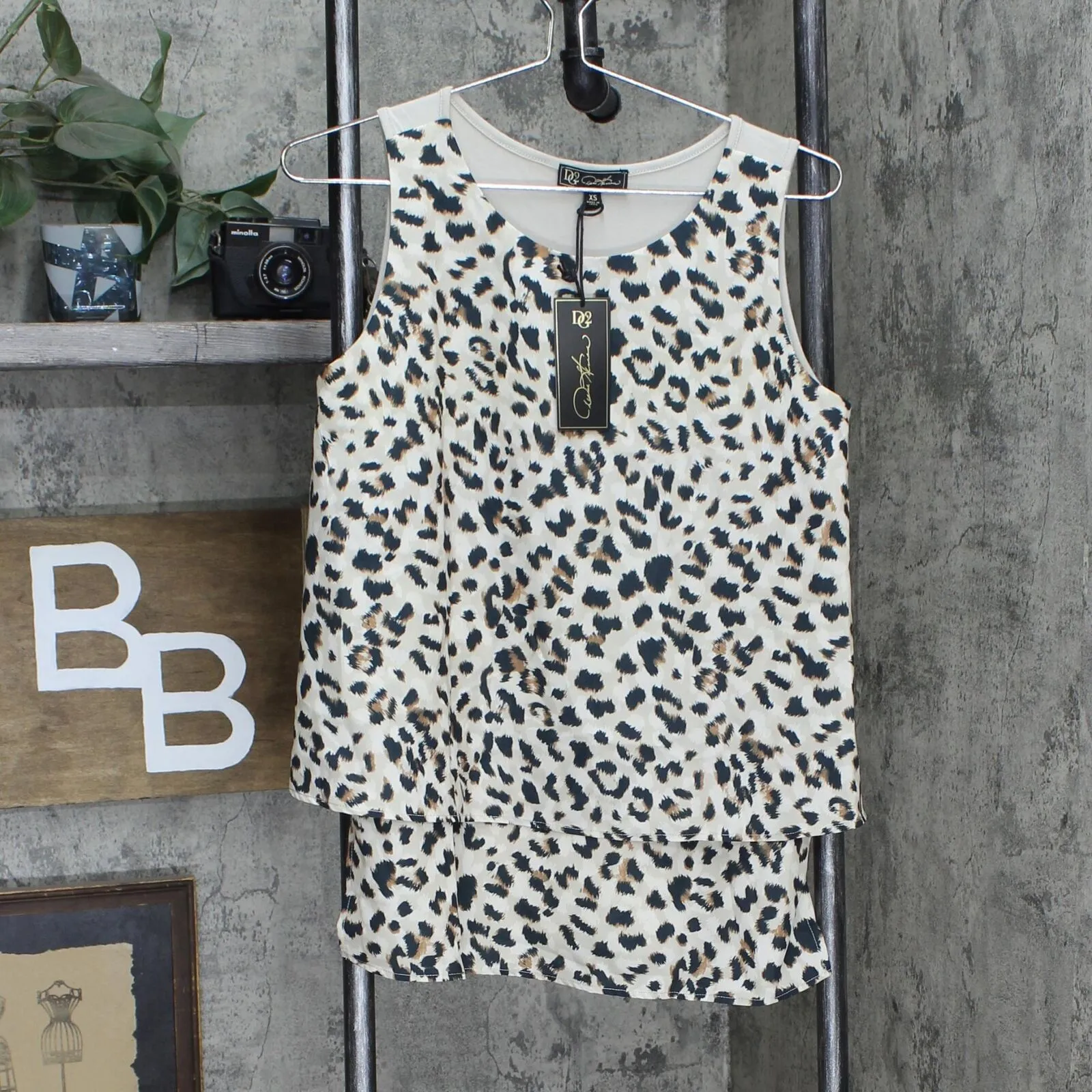 DG2 by Diane Gilman Women's Printed Mixed Media Easy Tank Top