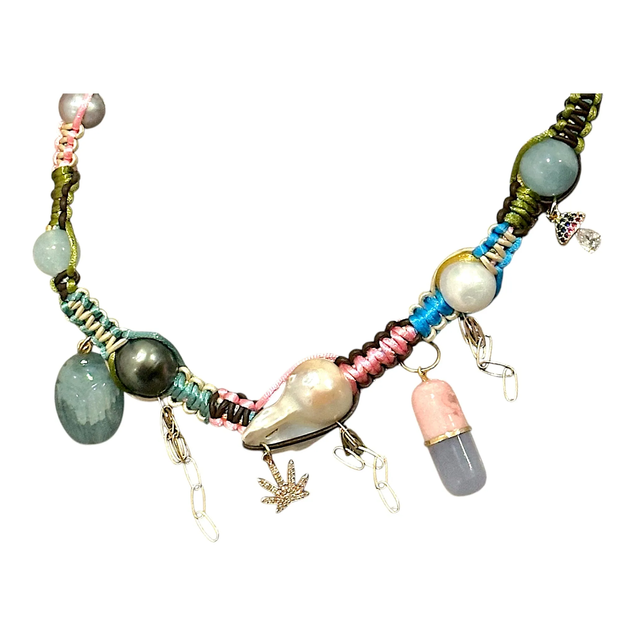 DIAMOND SMOKIN PSYCHADELIC PILL POPPIN SCARAB ROCKSTAR CHOKER
