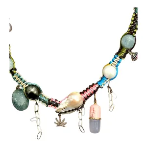 DIAMOND SMOKIN PSYCHADELIC PILL POPPIN SCARAB ROCKSTAR CHOKER