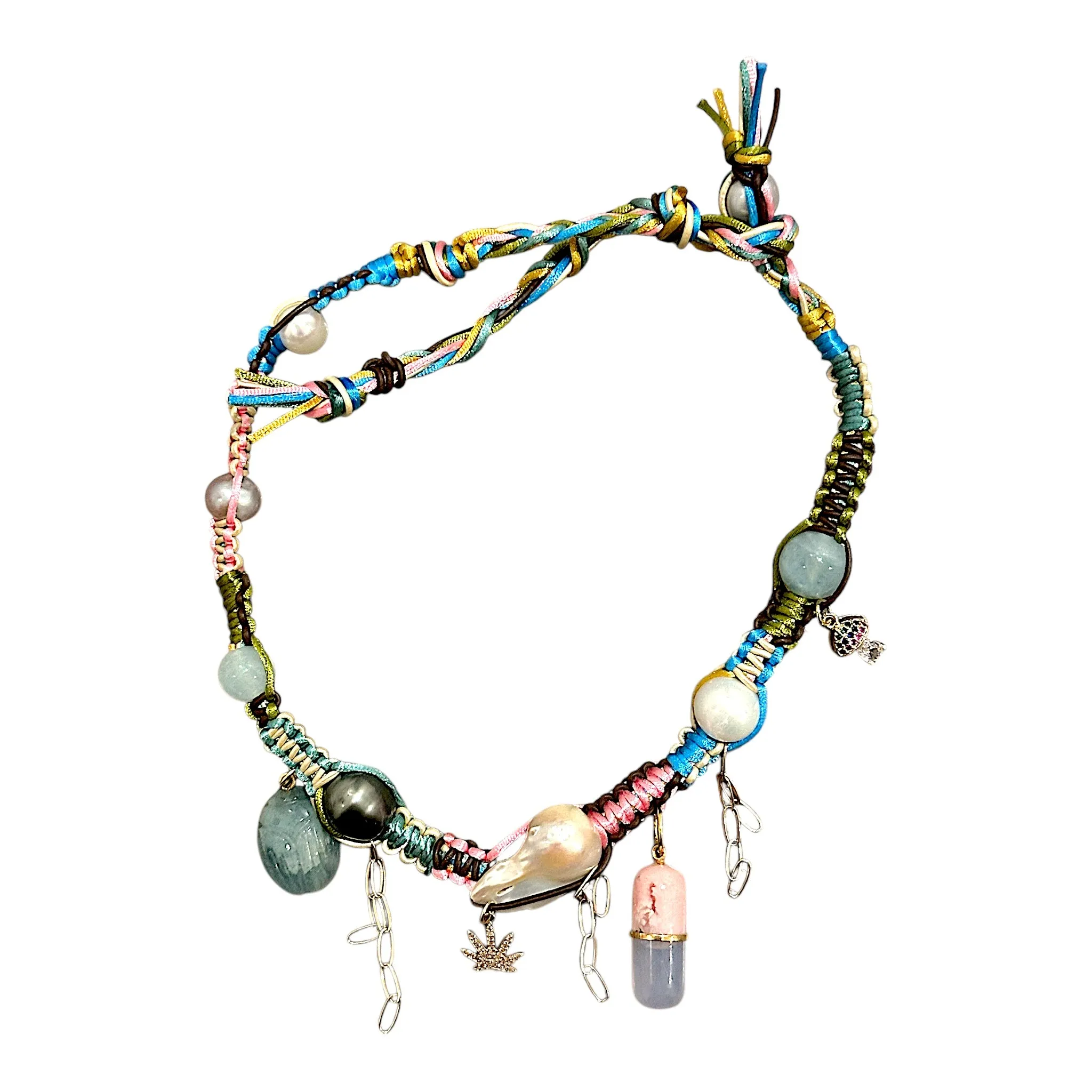 DIAMOND SMOKIN PSYCHADELIC PILL POPPIN SCARAB ROCKSTAR CHOKER