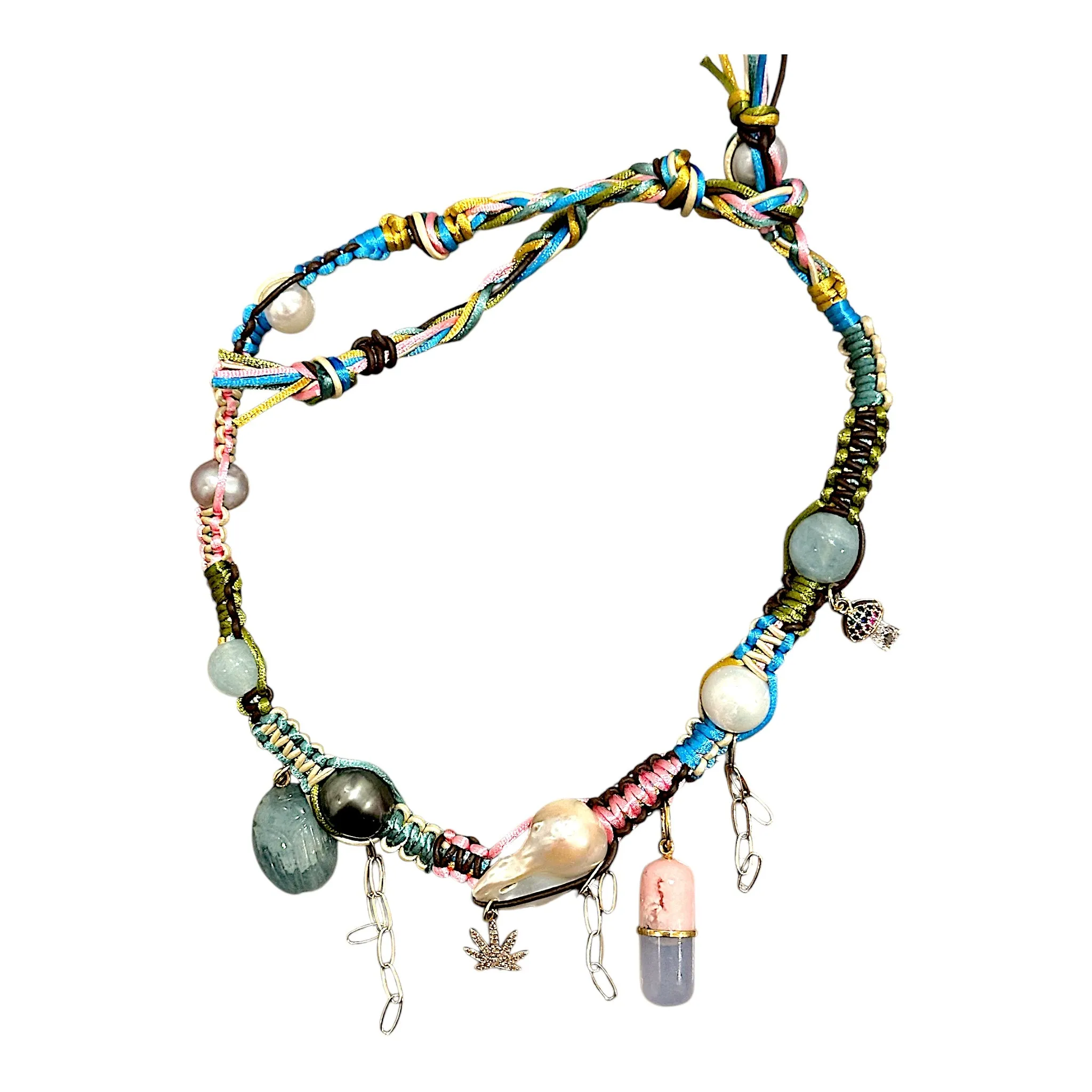 DIAMOND SMOKIN PSYCHADELIC PILL POPPIN SCARAB ROCKSTAR CHOKER