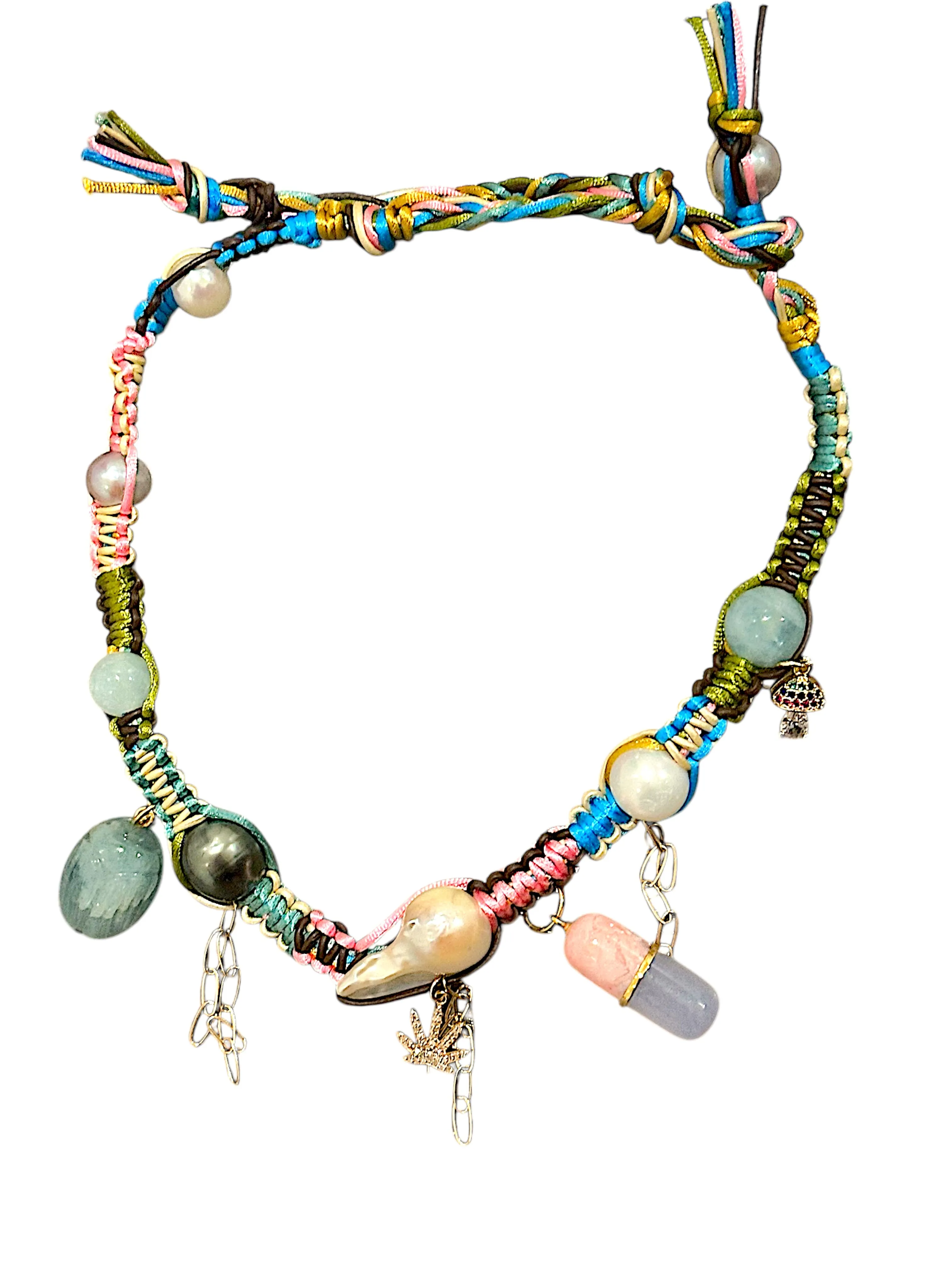 DIAMOND SMOKIN PSYCHADELIC PILL POPPIN SCARAB ROCKSTAR CHOKER
