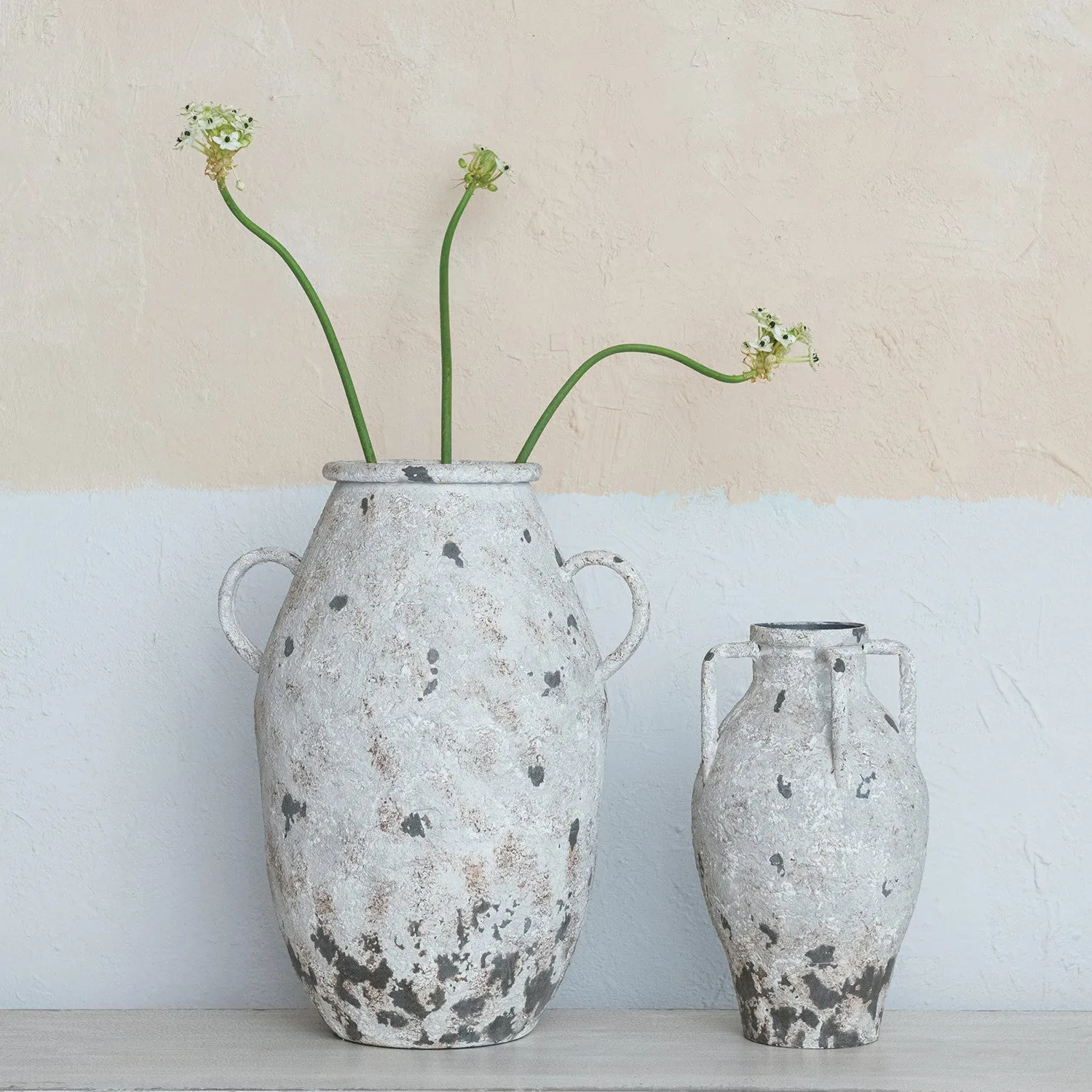 Distressed Metal Urn Vase