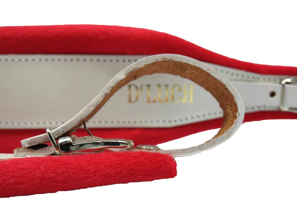 D'Luca Pro SM Series Genuine Leather Accordion Straps White/Red