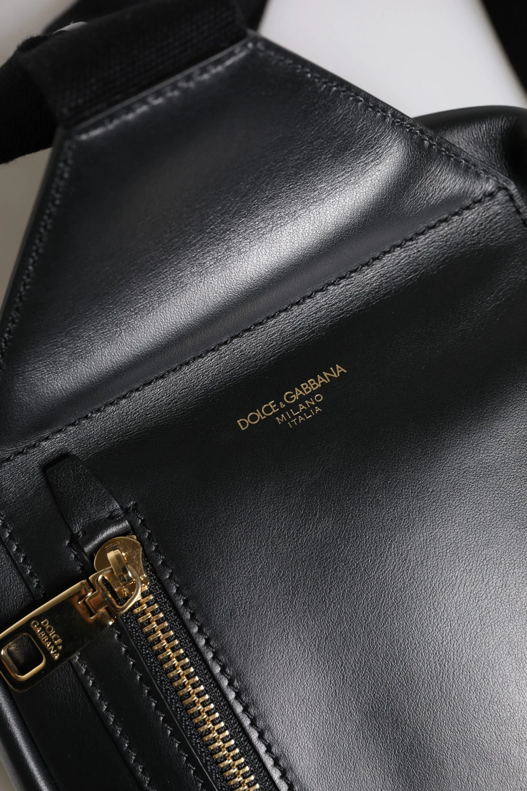 Dolce & Gabbana Black Logo Leather Belt Waist Shoulder Men Crossbody Bag