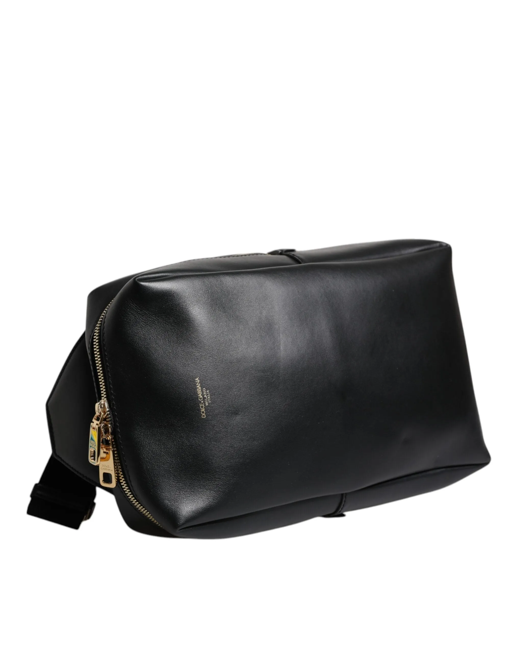 Dolce & Gabbana Black Logo Leather Belt Waist Shoulder Men Crossbody Bag