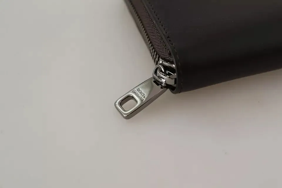 Dolce & Gabbana Brown Exotic Leather Zip Around Continental Clutch Wallet