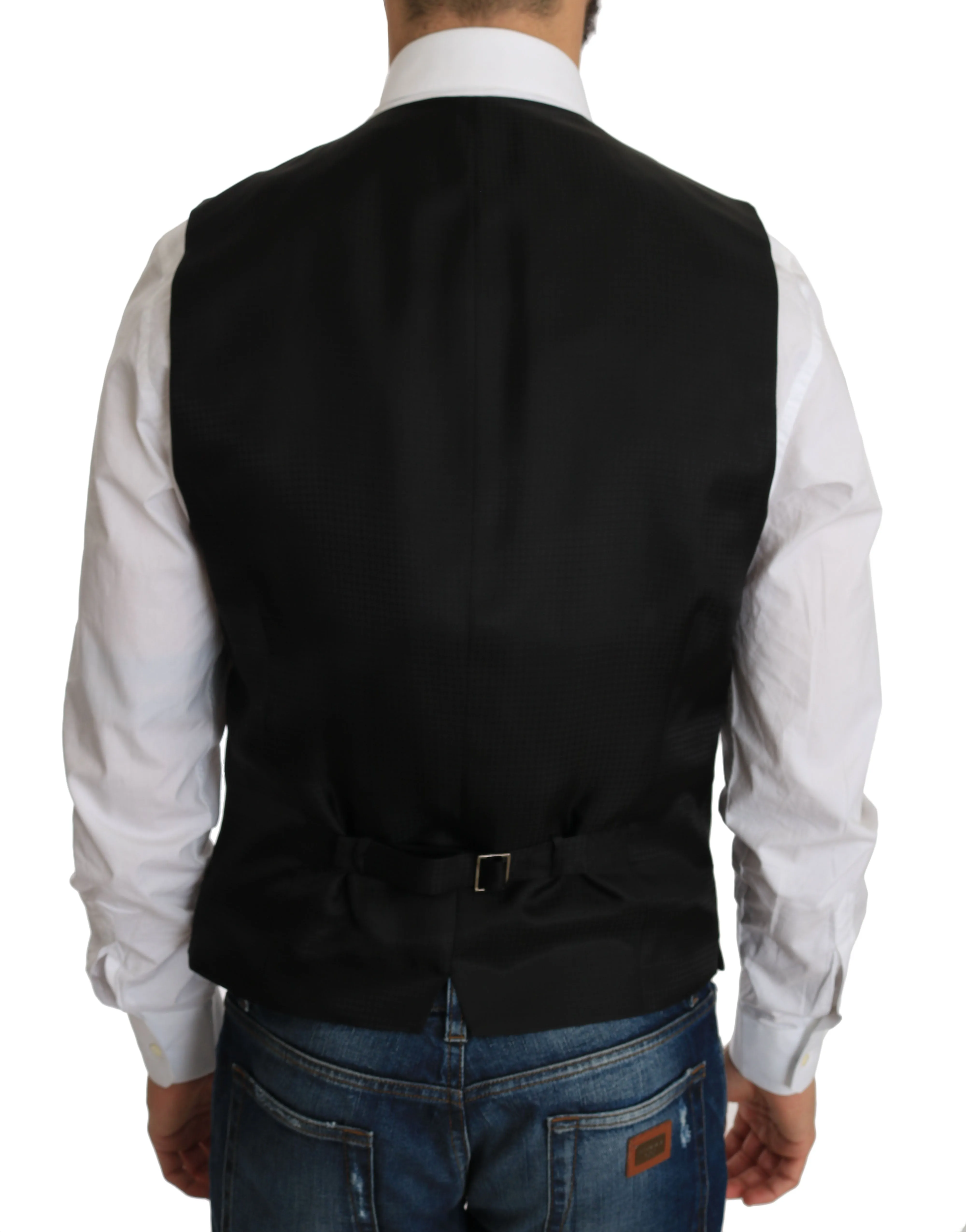 Dolce & Gabbana Elegant Black Silk Blend Formal Vest