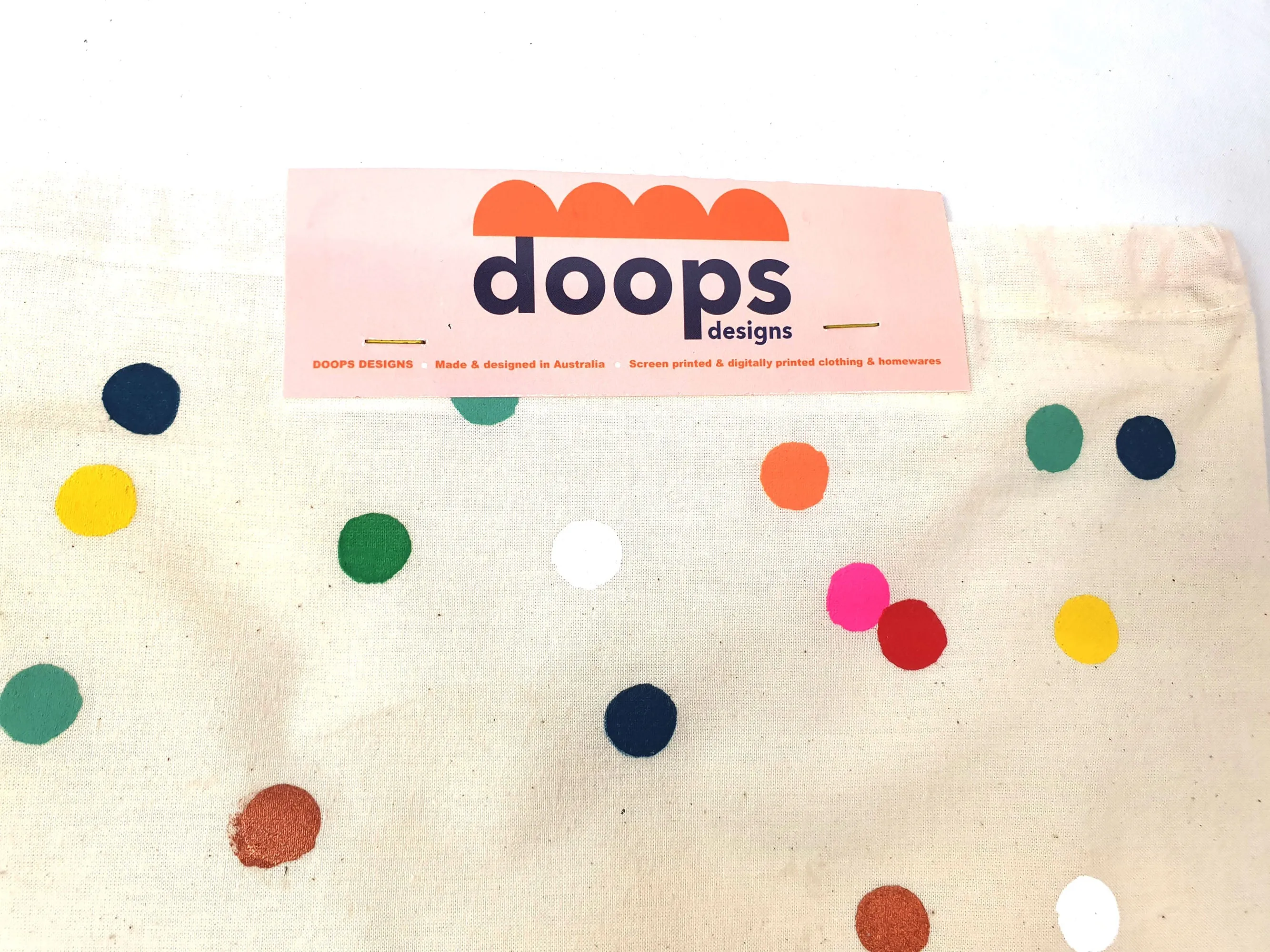 Doops polka dot draw string bag