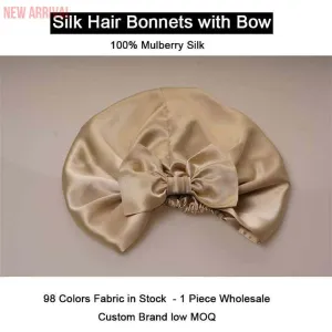 Double side Silk Bonnet with Bow - custom and wholesale