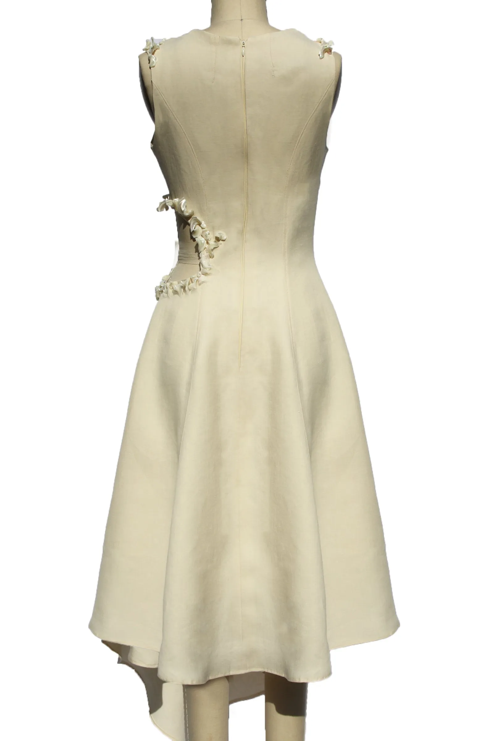 Draped Linen Seashell Dress