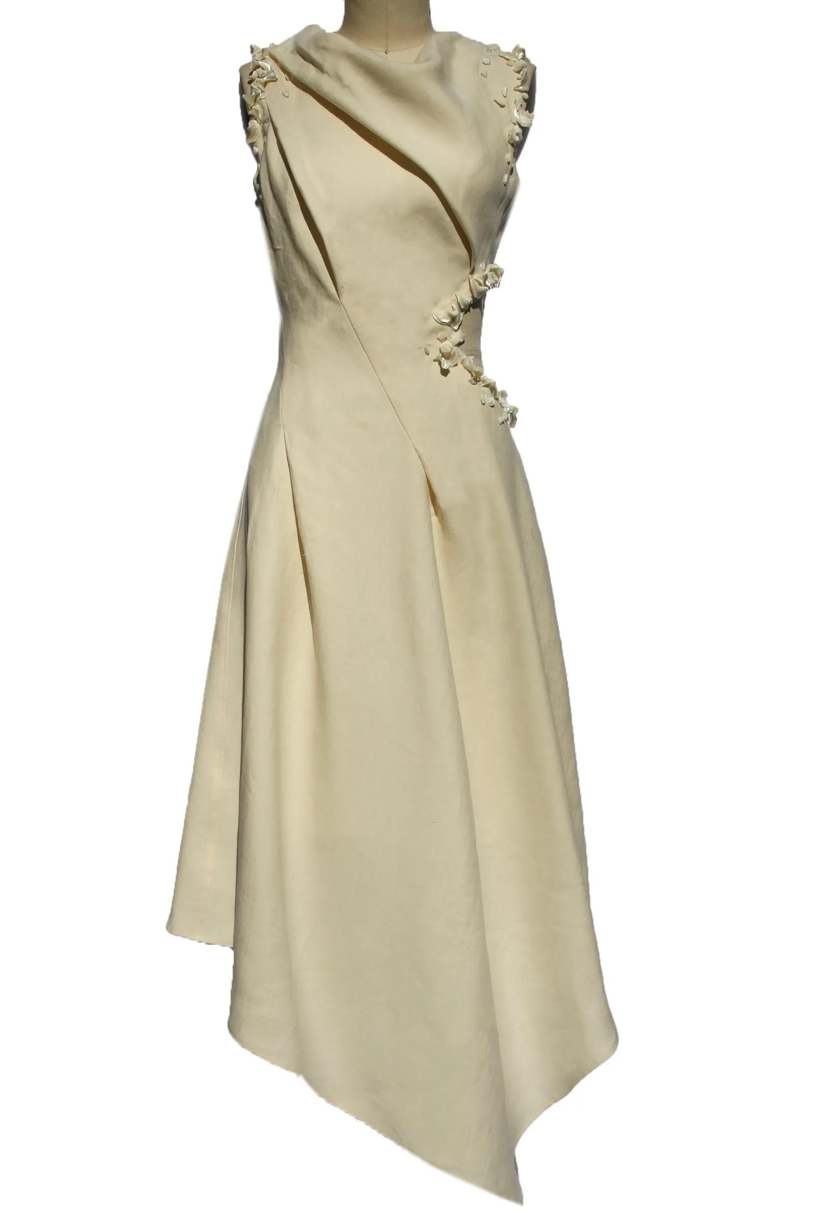 Draped Linen Seashell Dress