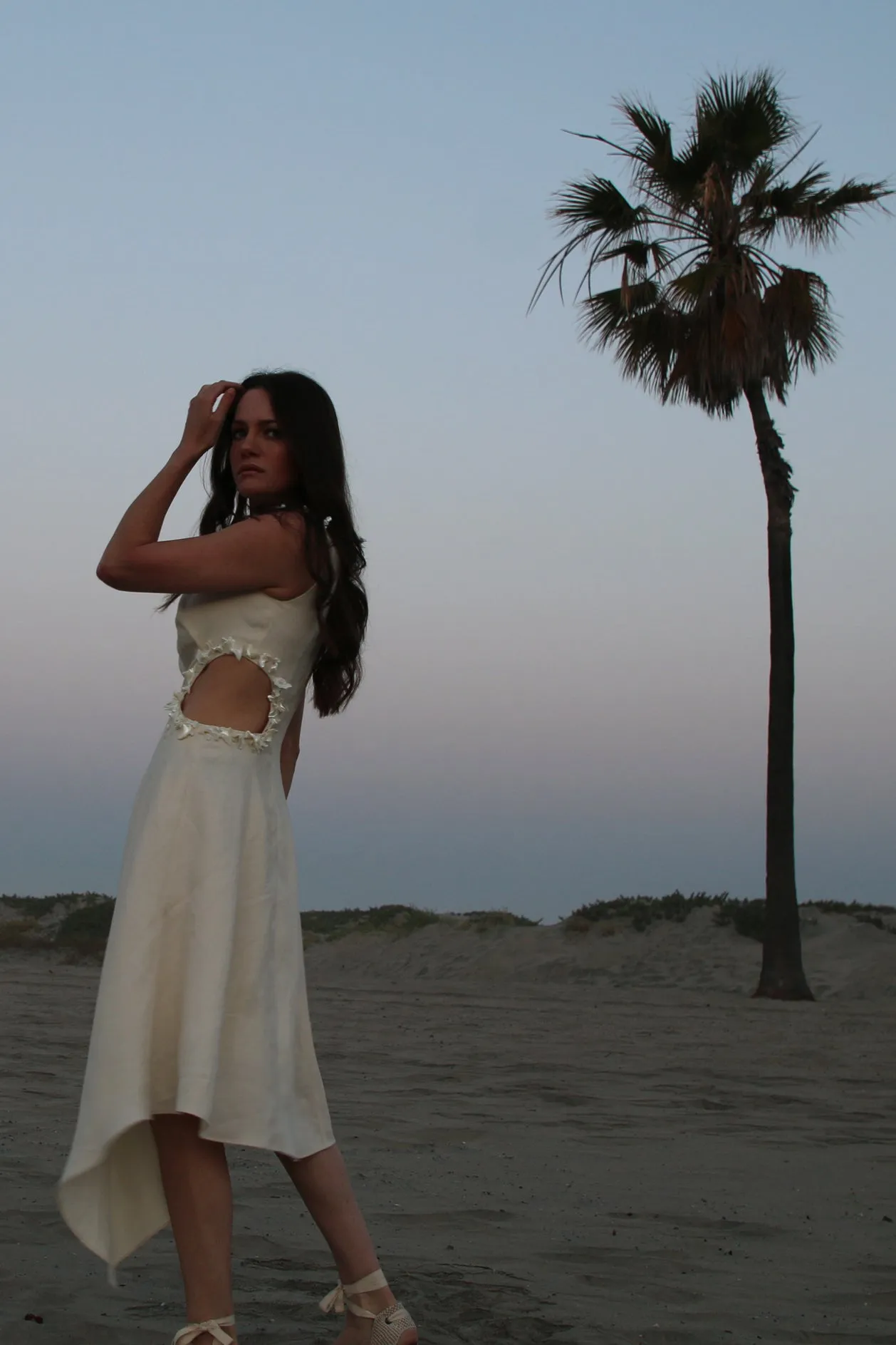 Draped Linen Seashell Dress