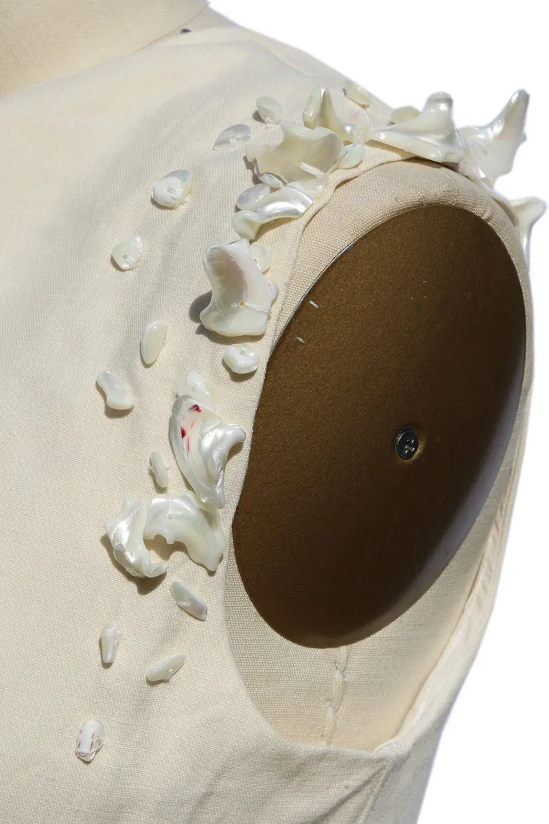 Draped Linen Seashell Dress