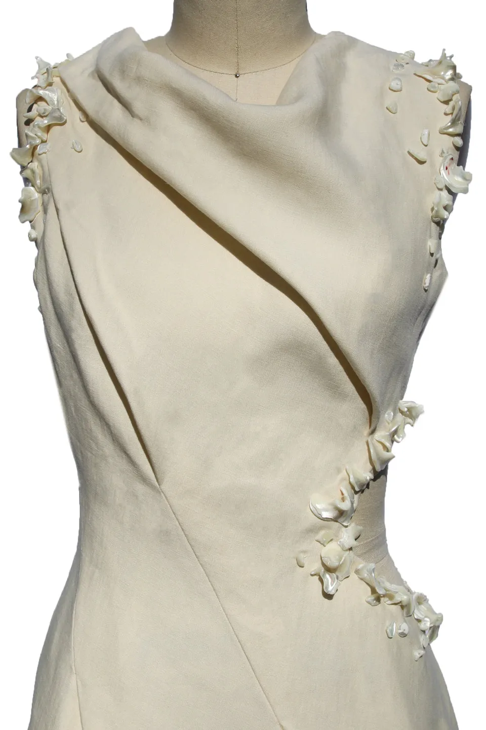 Draped Linen Seashell Dress