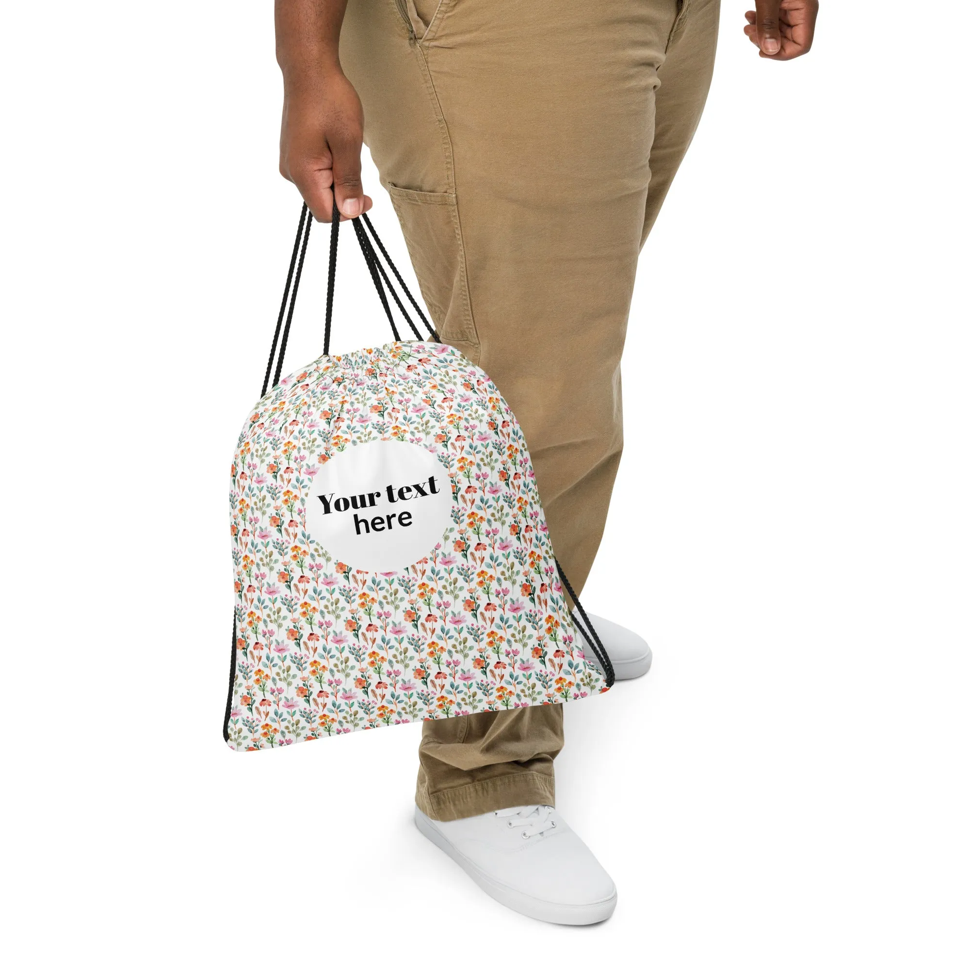 Drawstring bag flower pattern - print on demand
