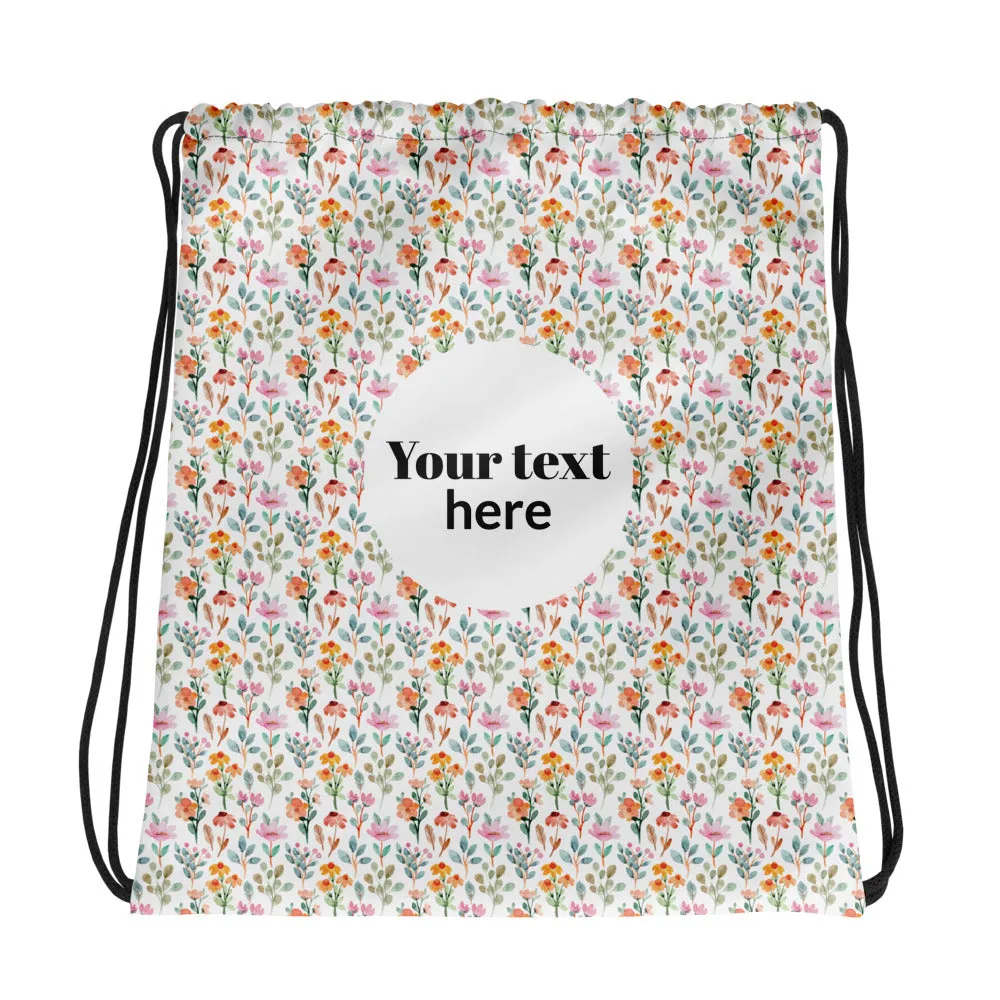Drawstring bag flower pattern - print on demand