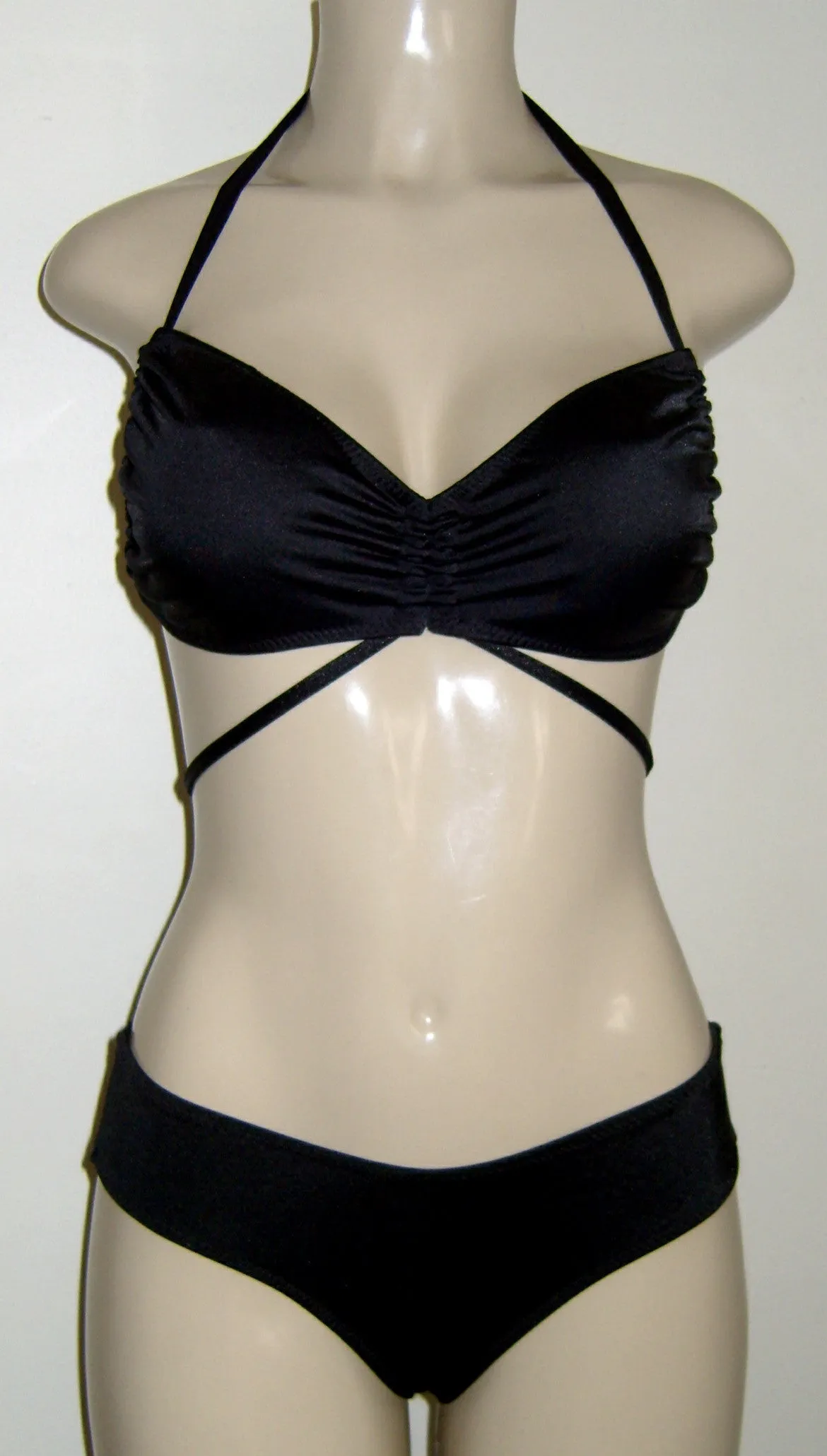 Drawstring Bikini Tube Top and Scrunched Butt Cheeky Bottom